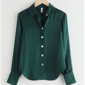 Shell Button Satin Blouse